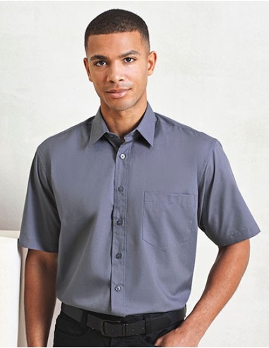 P-PR202-Mens Poplin Short Sleeve Shirt
